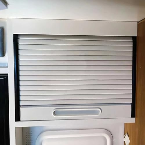 Puerta Plegable Acordeon Puerta de Persiana Kit de Armario de Cocina, Lamas ABS Enrollable Puerta Deslizante para Armario, Vestidor/Lavandería Puerta(12x15in(30x38cm))