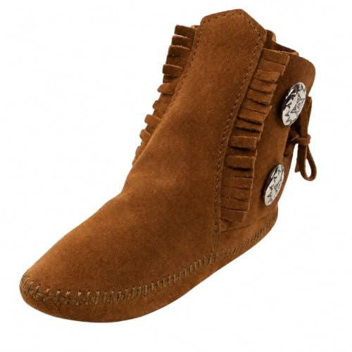 Minnetonka Women's Two Button Softsole Leather Ankle Boot, Brown 11 US