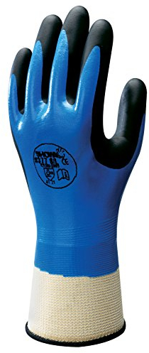SHOWA 377, Nitrilschaum, Nitril – Beschichtung, Mehrzweck, Blau mit schwarzer Handfläche, 10/XXL