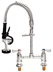 Vogue Mini-Vorspülhahn, polierter Edelstahl, Doppelsockel, 1/2-Zoll-Einlass, 50 cm flexibler Schlauch mit 90°-Drehung, 5 Liter/Min., min. 1 bar / max. 16 bar, Außendurchmesser (Körper) 29 mm, DL832