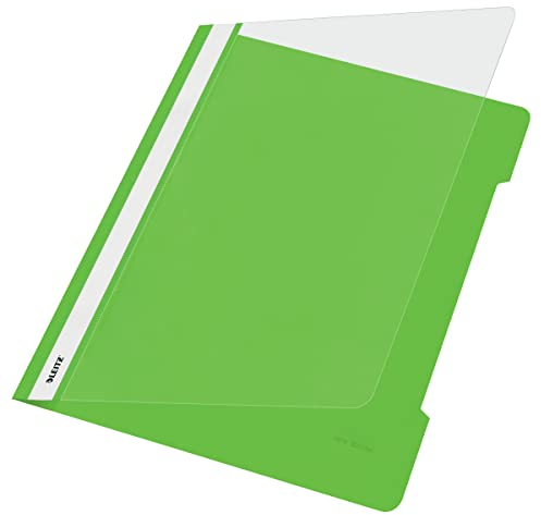 Leitz A4 Standard Schnellhefter, 25er Pack, 30% Pre-Consumer Recycling-Kunststoff, Hefter für A4-Blätter, 60 Blatt Kapazität, Ideal als Dokumententasche für Schule oder Büro, Hellgrün, 41910050