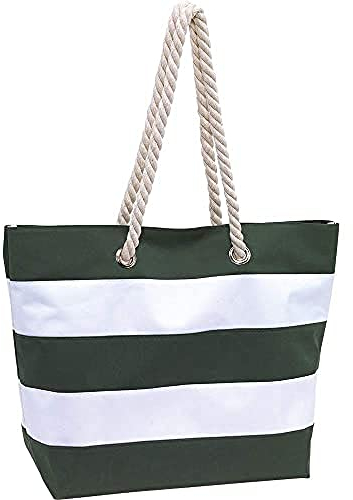 TOPICO Strandtasche Sylt, grün/weiß, ca. 47 x 17 x 34cm (bxtxh)