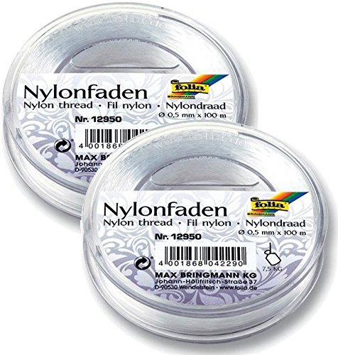 Folia 12950, bobina con filo di nylon, trasparente, 0,50 mm x 100 m, portata 7,5 kg