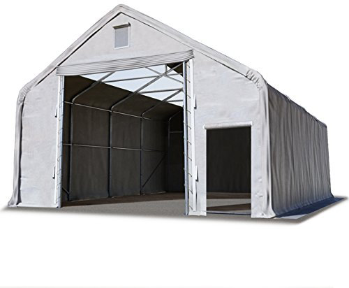 TOOLPORT Lagerzelt 10x20 m/Seitenhöhe 3m mit Oberlichtern Zelthalle PRIMEtex PVC Plane 2300 N grau