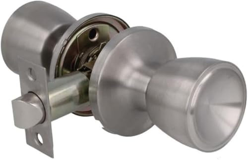 Amig - Pomo Paso Tipo Copa - Juego de Pomos con Manilla Ambos Lados -Acero Inox. - Picaporte de entrada 60/70 mm - Incluye tornillería - Para Puertas de Madera- Picaporte de Canto Cuadrado - Inox Mate