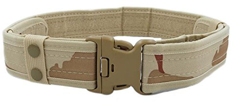 MESHIKAIER Polizei Gürtel für Herren -canvas Militärtaktisch Außenbeat Sportgürtel mit Plastikschnalle (Khaki)