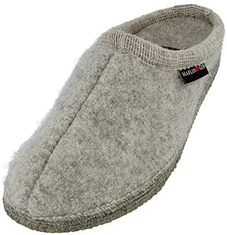 HAFLINGER Walktoffel Alaska Wolle Filzpantoffel Hausschuh Steingraumeliert, Gr. 42