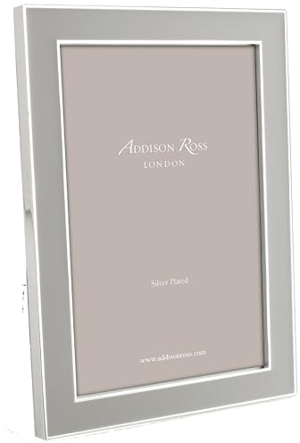 Addison Ross Enamel Photo Frame 6x4cm - Portrait or Landscape Display - Ideal Picture Frames for Gifting - Gift for Weddings, Birthday, Anniversary - Modern Design - Silver & Chiffon Grey, 15mm