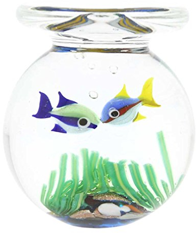 Murano Glas Aquarium Jar mit zwei Fischen - 1-3/4 Zoll