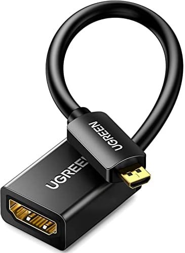 UGREEN Micro HDMI vers HDMI 4K 60Hz Adaptateur Micro Mâle vers Femelle Transfert Bidirectionnel Supporte 3D Ethernet Arc Compatible avec Raspberry Pi 4 Hero 7 6 Black ASUS Zenbook UX330UA Yoga (50CM)
