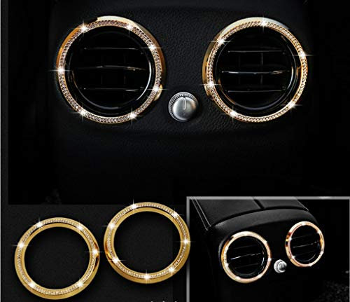 NIUHURU Accessori per interni auto adatti per Mercedes Benz Classe C GLC (bracciolo scatola posteriore aria condizionata anello di uscita, 2 pezzi, oro)