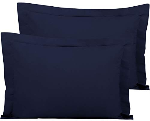 FLXXIE 2 Pack 100% Brushed Microfiber 1800 Oxford Pillowcases, Stain Fade and Wrinkle Resistant, Soft and Cozy Standard Oxford Pillow Cases | Hotel Quality Pillow Shams, Navy, 50x75 cm