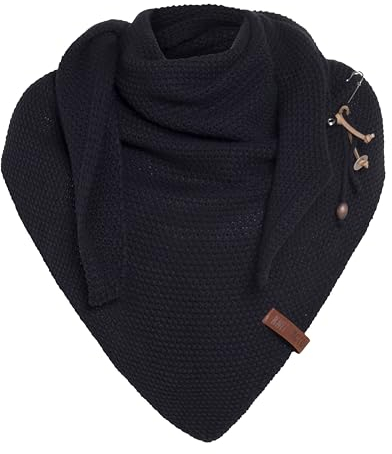 KNIT FACTORY - Dreiecksschal Coco - Damen Strickschal mit Wolle - Umschlagtuch für den Herbst und Winter - Winterschal - Dreieckstuch - Hochwertige Qualität - XXL Schal - 190 x 85 cm - Navy