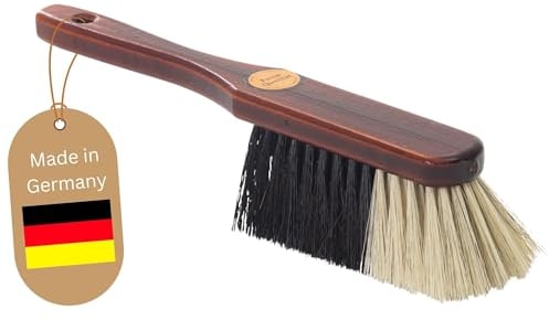 Novaliv Handfeger ROSSHAAR Mischung Besen weiche Borsten - Braun lackiert Holz Handfeger gemischtes Rosshaar - Idealer Schneebesen Auto Besen Rosshaarbesen Mix Naturborsten Hand Brush Handkehrer