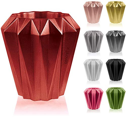 CONCRETTE Pot de Fleurs Rouge métallisé Ø 13-22 x 22 x 23 cm