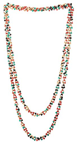COOLSTEELANDBEYOND Schöne Bunte Holz Wulst Lange Kette Lätzchen Halsband Halsketten Anhänger, Multi-Strang