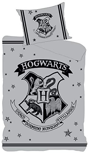 Harry Potter Bettwäscheset Hogwarts - Bettwäsche-Set, 1x Duvet Cover, 1x Pillowcase, Baumwolle, Single, Modern, Unisex, Sommer, Herbst, Winter, Frühling