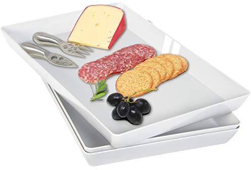 Youngever 3 Paquetes Bandejas para Servir, Plato para Servir de Plástico, 40CM x 25CM (Gris)