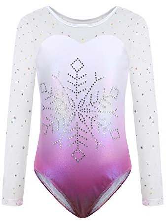 Sinoeem Gymnastikanzug Kinder Mädchen Diamond Splice Tank Trikot Langarm/Ärmellos Turnanzug Ballettröckchen Kleid Trikotanzug Tanz Kleid Gymnastik Dancewear