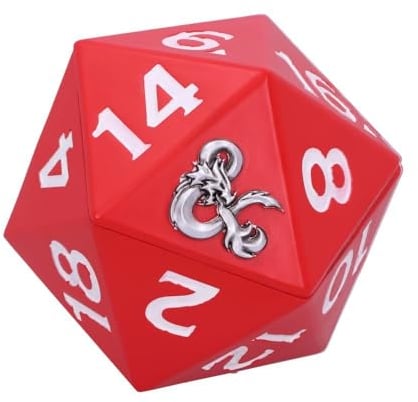 Nemesis Now Dungeons & Dragons D20 Würfelaufbewahrungsbox, 13,5 cm, Harz, rot, offiziell lizenzierte D&D-Ware, D20 20-seitige Würfelbox, gegossen in feinstem Harz, fachmännisch handbemalt