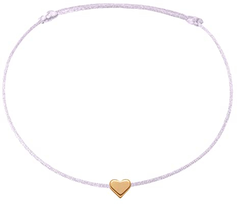 Selfmade Jewelry Fußkettchen Damen Herz Größenverstellbare Fußkette Fußschmuck Handmade in Germany Inkl. Geschenk-Verpackung (Roségold - Flieder)