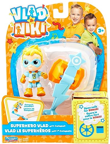 BANDAI Vlad & Niki Play Actionfigur – Superhelden-Vlad-Figur – bewegliche Actionfigur mit Zubehör, Mehrfarbig, P57551