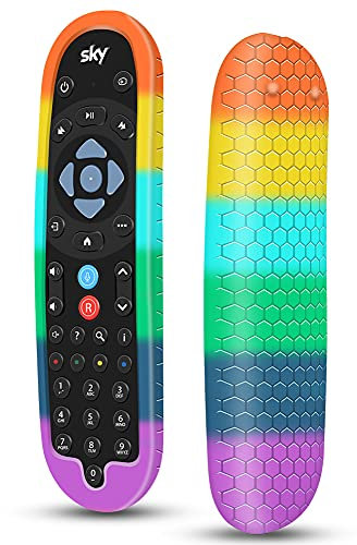Schutzh眉lle f眉r Sky Q Bluetooth-Fernbedienung EC201 EC202 2020, Silikon-Schutzh眉lle, SKY Q Neue Fernbedienung H眉lle Skin Halter Akku R眉ckenprotektor Universal Regenbogen
