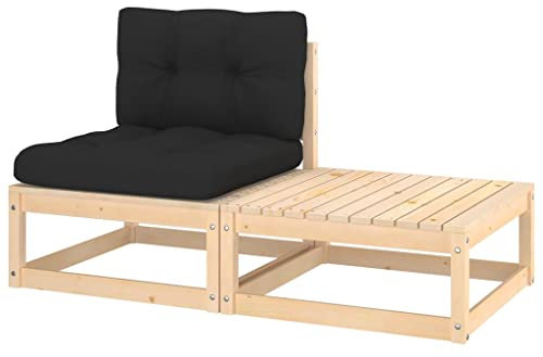 vidaXL Garten Lounge Set 2-TLG., Gartenmöbel Set Sitzgruppe für Garten Terrasse Balkon, Modular Sofa mit Kissen, Garnitur Loungemöbel, Kiefer Massivholz