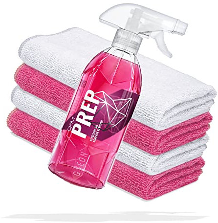 detailmate Auto Lackvorbereitung Set: GYEON Q²M Prep Vorreiniger 500 ml + 2X Premium Microfasertuch 320 GSM 40x40cm weiß + 2X Premium Microfasertuch 320GSM 40x40 cm pink