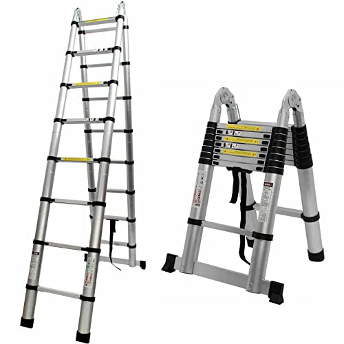 AutoBaBa 5M Telescopic Ladder Multi-Purpose Aluminium Telescoping Ladder Extension Extend Portable Ladder Foldable Ladder for Motorhome
