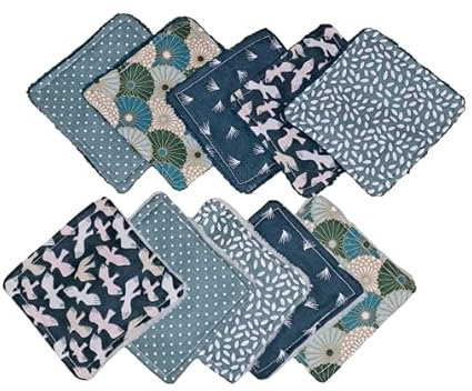 Lot de 10 lingettes démaquillantes lavable bambou - Handmade - zéro déchet (E)