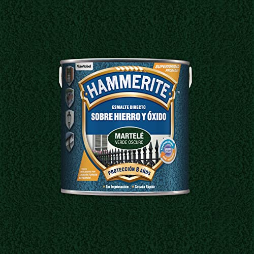 Hammerite Esmalte directo sobre hierro y óxido, Martelé, Color Verde Oscuro, 2.5 L (Paquete de 1)