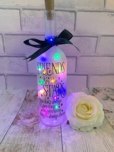 Friends Are Like Stars Light Up Bottle, Best Friend Birthday Gift for Her, Presents for Women, Long Distance Friendship Gift, Choice of 3 Light Colours, Light up Bottles Friend, Keepsake Ornament