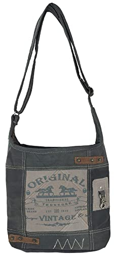 Sunsa Damen Umhängetasche. Hobo Tasche aus Canvas & Leder. Vintage Schultertasche mit Pferde Motive. Crossbody Bag als Geschenkideen für Frauen