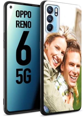 CUSTOMIZZA - Custodia cover nera morbida in tpu compatibile per Oppo Reno 6 5G personalizzata con foto immagine scritta a piacere