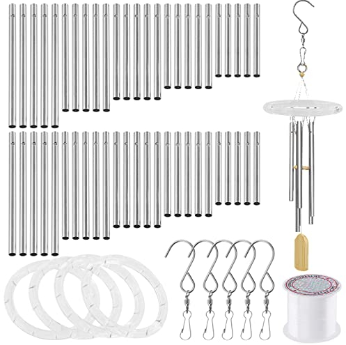 Swpeet Kit di 60 campanelli a vento con filo da 91,4 m e ganci girevoli