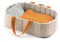 Djeco FCP POMEA Babybett für Puppen von 30 bis 36 cm - aus ANALLERGICA Stoff mit Kissen und Griffen - Farbe Grün und Senf