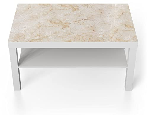 DEQORI Glastisch | weiß groß 90x50 cm | Motiv Miteinander verschmolzen | ausgefallener Beistelltisch aus Glas | Hochglanz Couchtisch fürs Wohnzimmer | moderner Couch Tisch mit Design