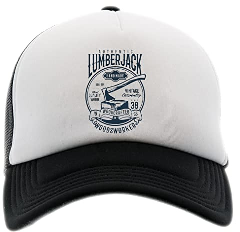 Lumberjack Männer Frauen Unisex Baseball Kappe Schwarz Weiss Men Women Cap Black White