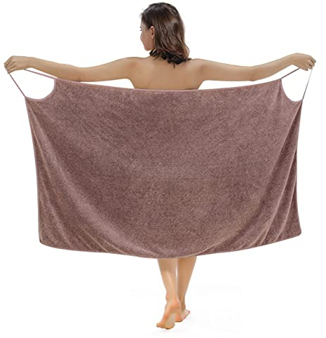 Obelunrp Frauenbadetuch, schnelles, trockenes tragbares Spa -Handtuch, weiche Mikrofaser -Körperpackung, Strandhandtuchkleid, um Bademantel für Frauen (Weinrot)