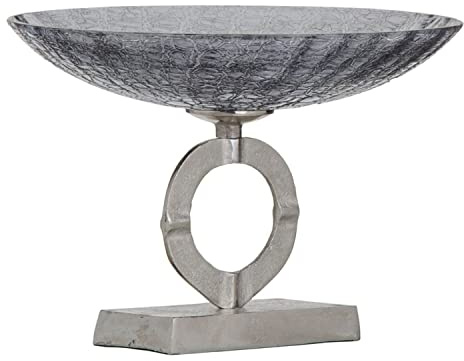 Tischaufsatz 33 x 33 x 24 cm Glas Grau Metall Silber