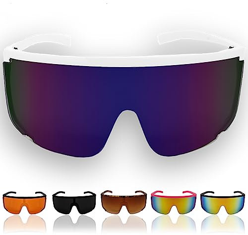DUOMIO Speedy Sunglasses BLUE ICE | Schnelle Brille Verspiegelt Retro/Oldschool/CLASSIC Rave 90s/80s Onelens/Bunt | Schnelle blau | sehr geile Optik | BACK TO CLASSIC | BACK TO THE 90s