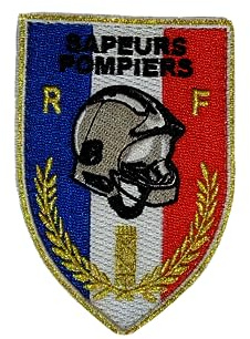 Ecusson Sapeurs Pompiers Blason Tissu brodé avec scratch Drapeau France