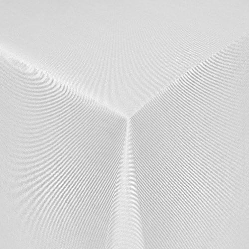 Tischdecke Stoff einfarbig Damast Uni-Design Jacquard Robust, Pflegeleicht und Strapazierfähig oval 160x220 cm Weiss