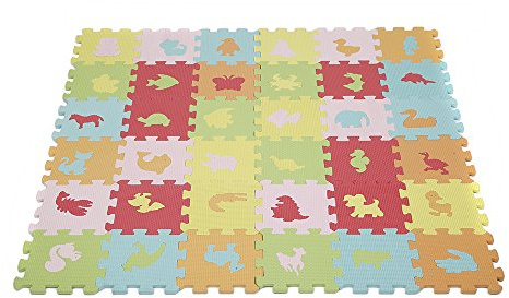 Puzzle-Spielmatte für Baby und Kleinkinder, Puzzlematte, rutschfeste Bodenmatte aus Eva-Schaumstoff, Bodenschutzmatte Fitness, Schallschutzmatte (A/36pcs/Tier)