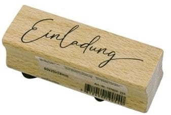 Artoz Stempel – Holzstempel – „Einladung“ – 20 x 60 mm – Motivstempel zum Kartenbasteln für Einladungen zu Hochzeit, Geburtstag, Kommunion, Taufe