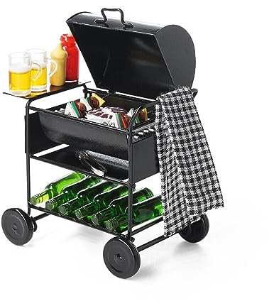 Odoria 1/12 Miniatur BBQ Grill und Bierflaschen mit Bierkrug Puppenhaus Küche Zubehör