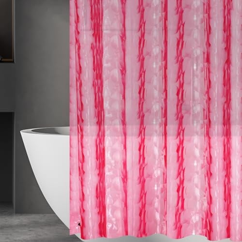Ga-Geetopia Shower Curtain, EVA Plastic, 3D Effect, Water Cube, Lightweight, 72x72 Inch, Burgundy Red, for Bathroom, Shower, Display Room, with Rustproof Metal Grommets and Weighted Magnet