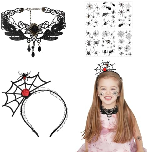 TGFIX 14tlg Halloween Spinnen Haarreifen Halloween Spinnen Netz Kopfbedeckung Spinne Stirnband Halloween Kostüm Accessoire für Kinder Damen Halloween Karneval Maskerade Party Cosplay