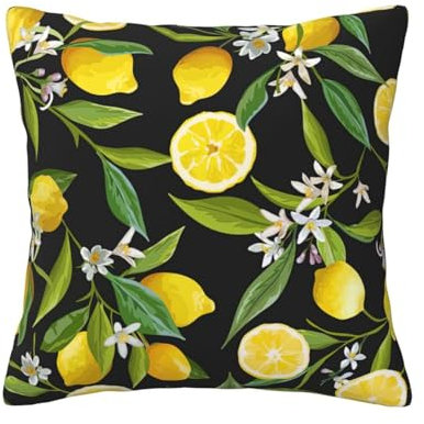 Federa quadrata per cuscino giallo limone, per divano, letto, soggiorno, cuscini non inclusi